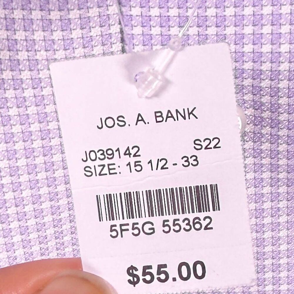 Jos. A. Bank Reserve Mens Dress Shirt 15.5 33 Purple Egyptian Cotton Non Iron - Picture 4 of 10